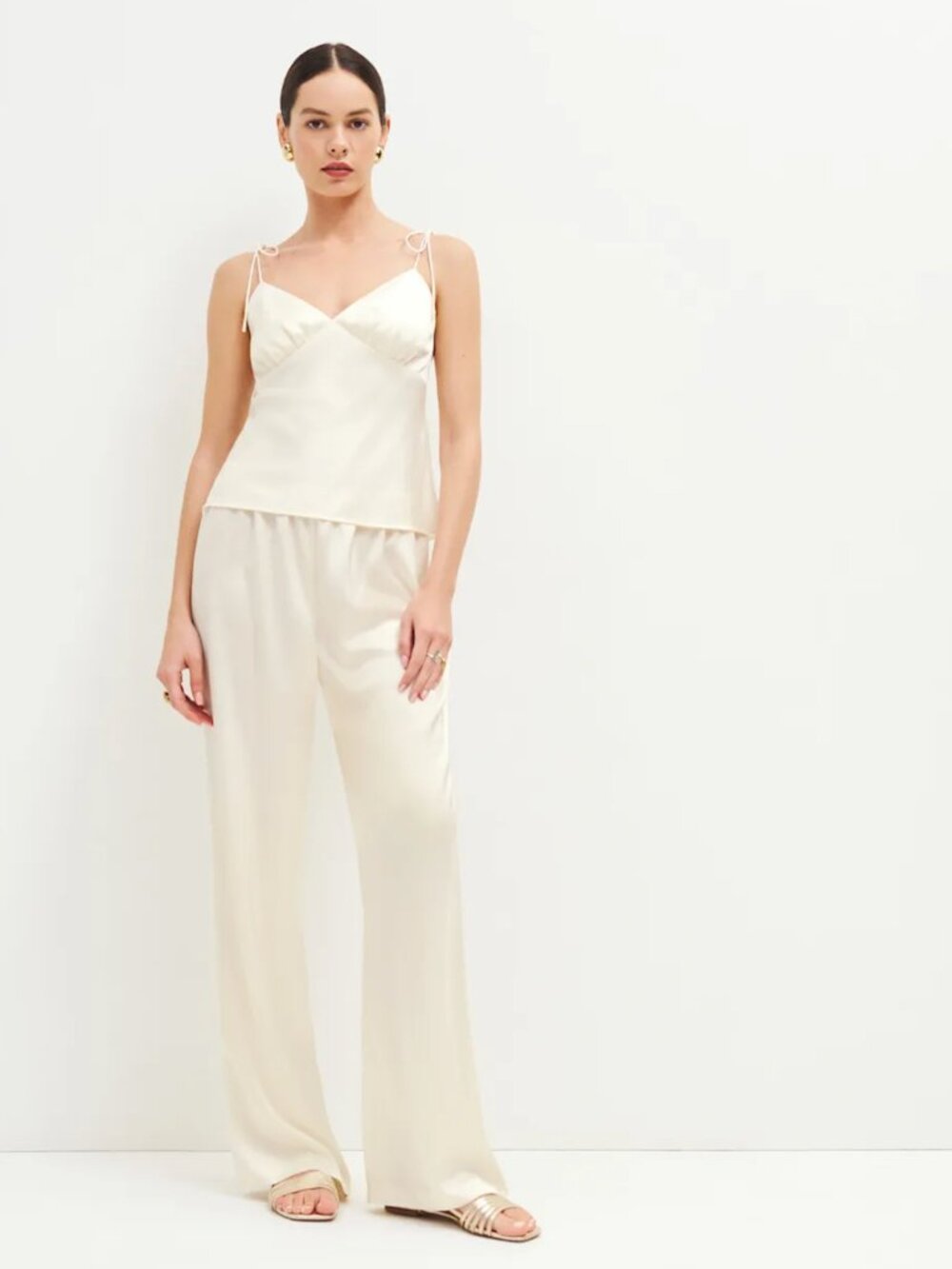 Reformation Edena Satin Pant Fior Di Latte - Size M